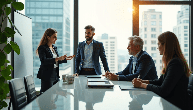 Réunion entre dirigeants et investisseurs d’un fonds de capital-investissement